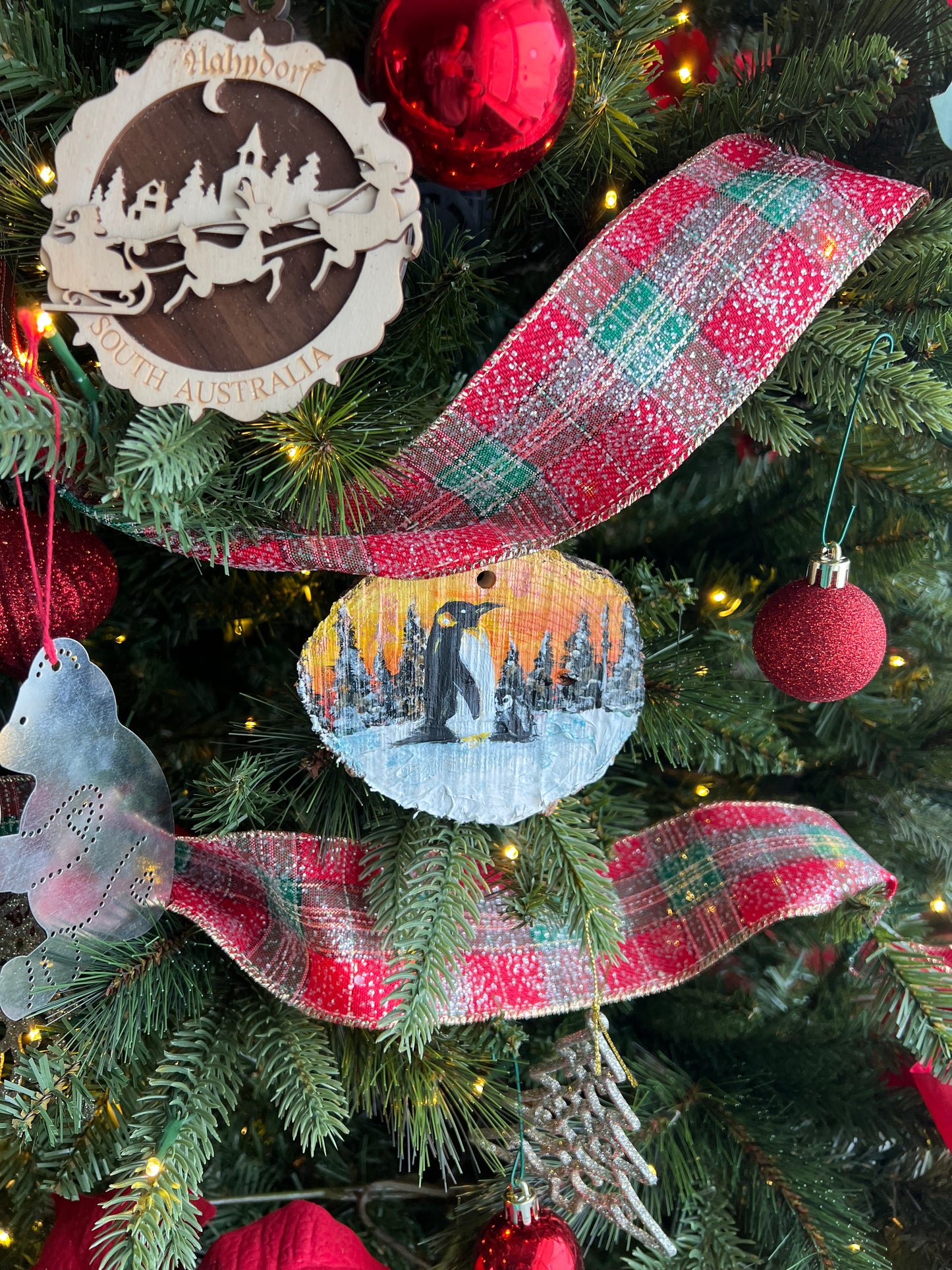 Hand Painted Glowing Penguin Ornament